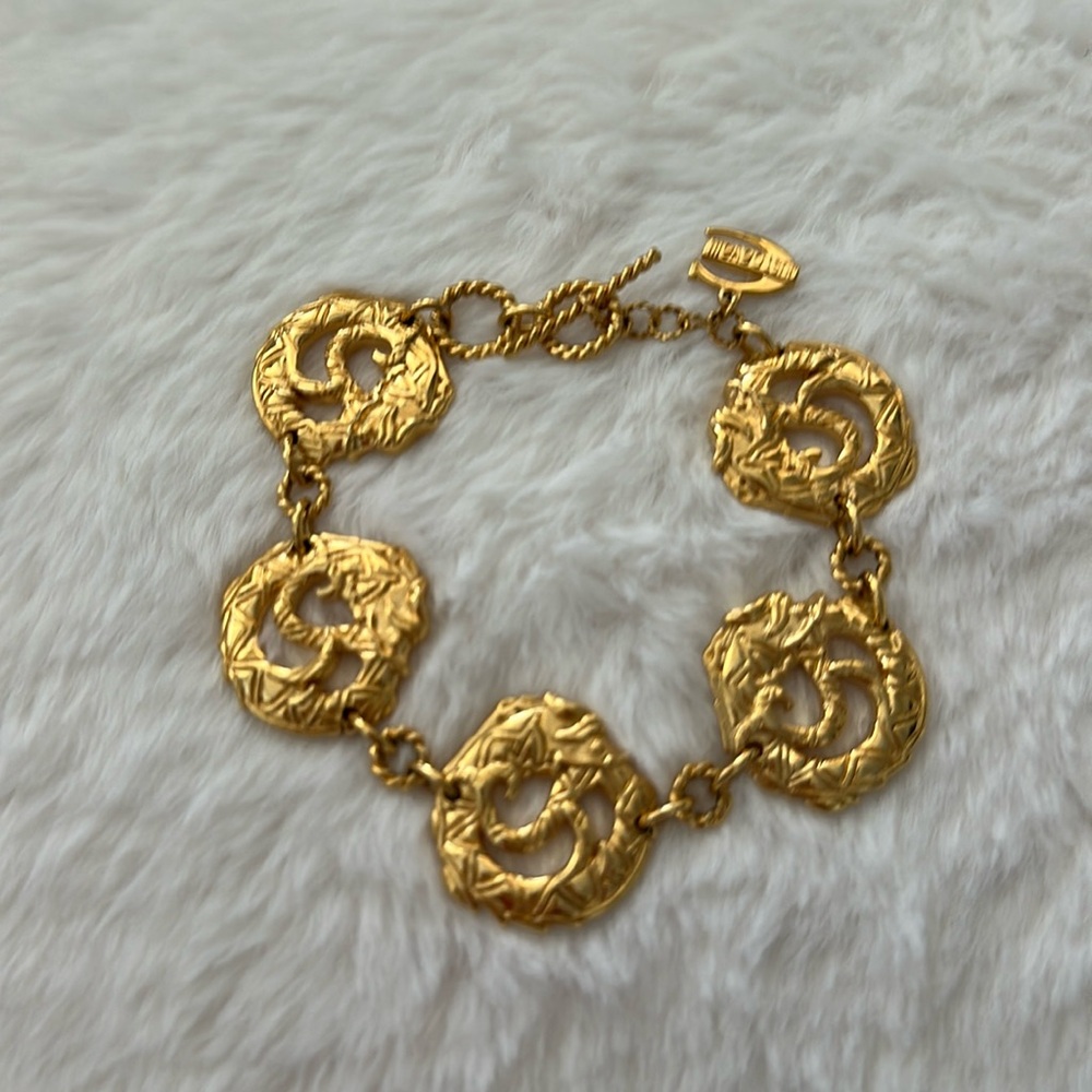 Just Cavalli Gold Bracelet with Textured Links